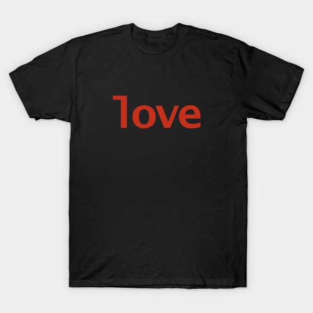 Love Minimal Typography Red Text T-Shirt by ellenhenryart